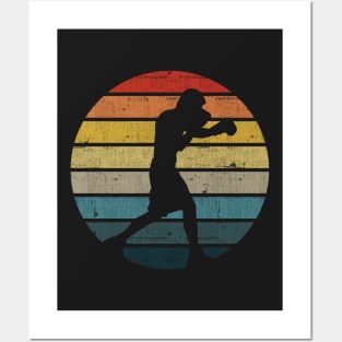 Boxing Boxer Silhouette On A Distressed Retro Sunset design Posters and Art